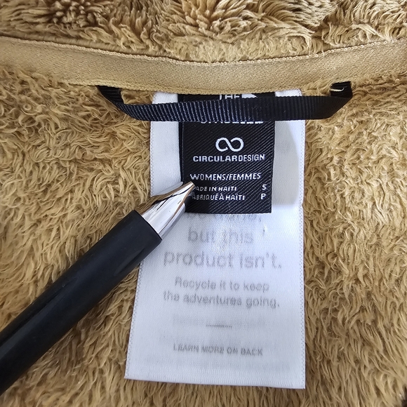 The North Face Fleece Jacket full zip gold size Small fuzzy cozy deep pile - Picture 3 of 11